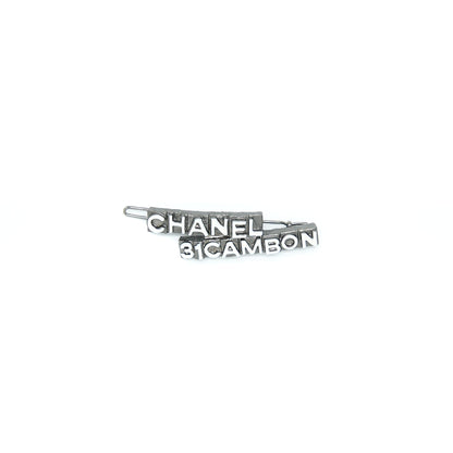 Chanel 31 Cambon Barrette Hair Clip In Silver Plated Metal