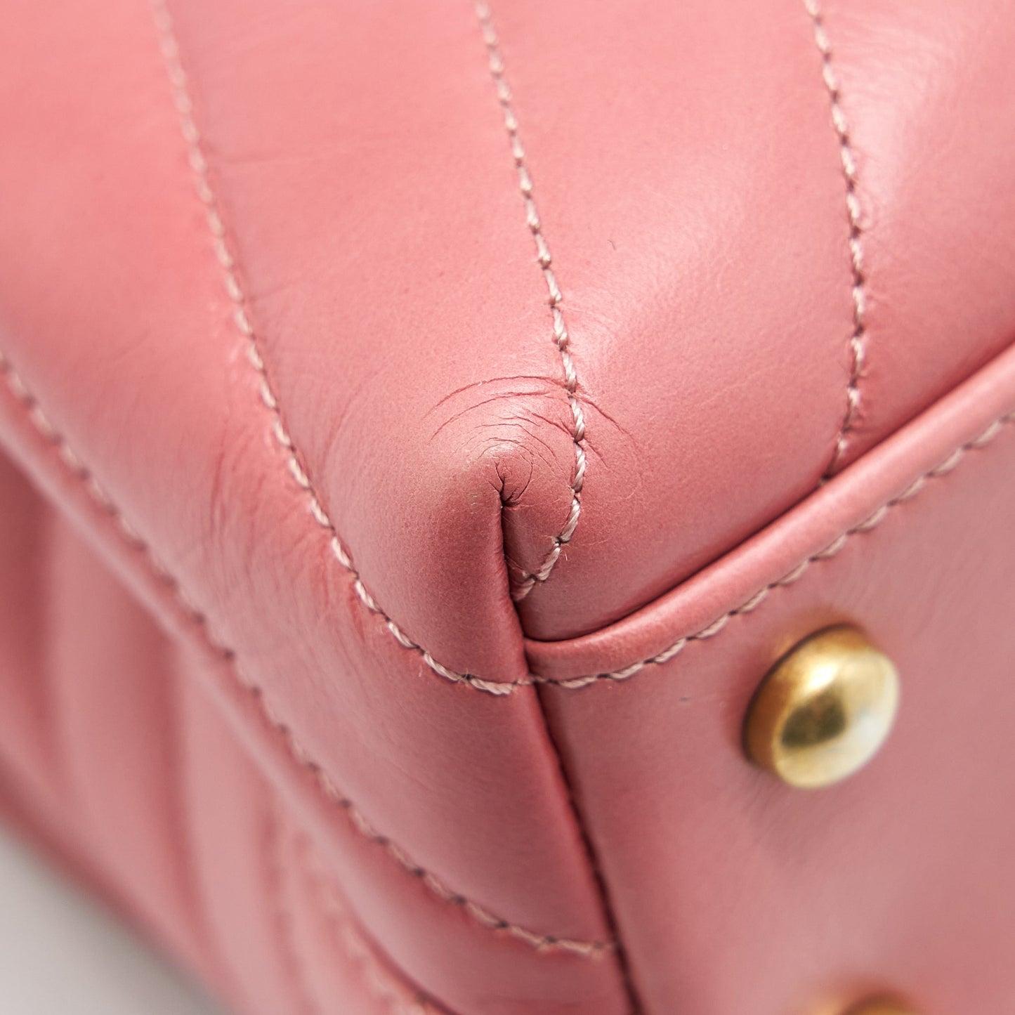 Chanel Small Coco Handle Chevron Calfskin With Lizard Handle Pink GHW