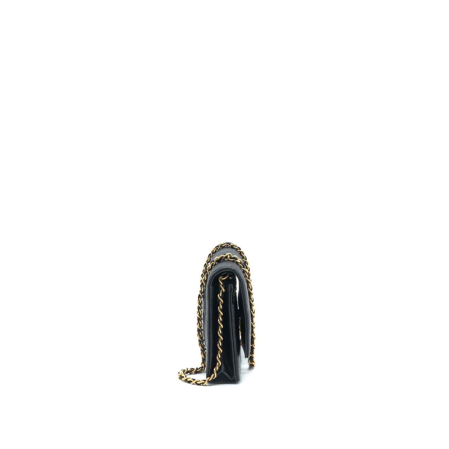 Chanel 22C Pearl Crush Wallet On Chain Black GHW (Microchip)