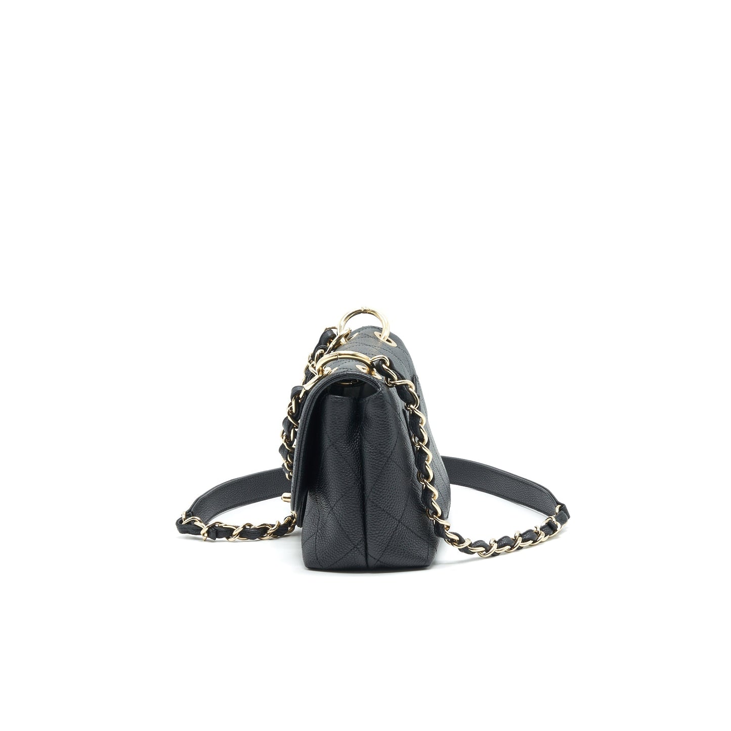 Chanel Caviar quilted flap Bag with handle and Chain Black LGHW