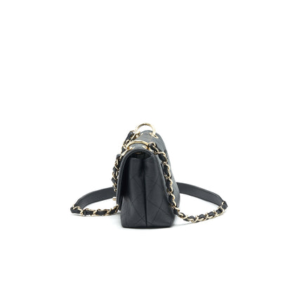 Chanel Caviar quilted flap Bag with handle and Chain Black LGHW