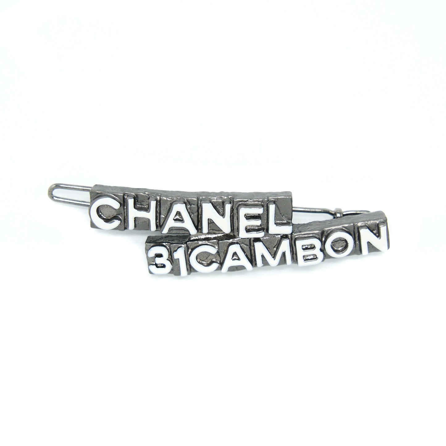 Chanel 31 Cambon Barrette Hair Clip In Silver Plated Metal