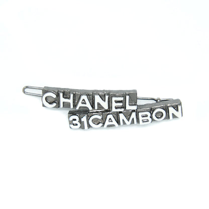 Chanel 31 Cambon Barrette Hair Clip In Silver Plated Metal