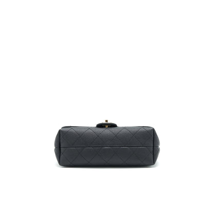 Chanel Caviar quilted flap Bag with handle and Chain Black LGHW