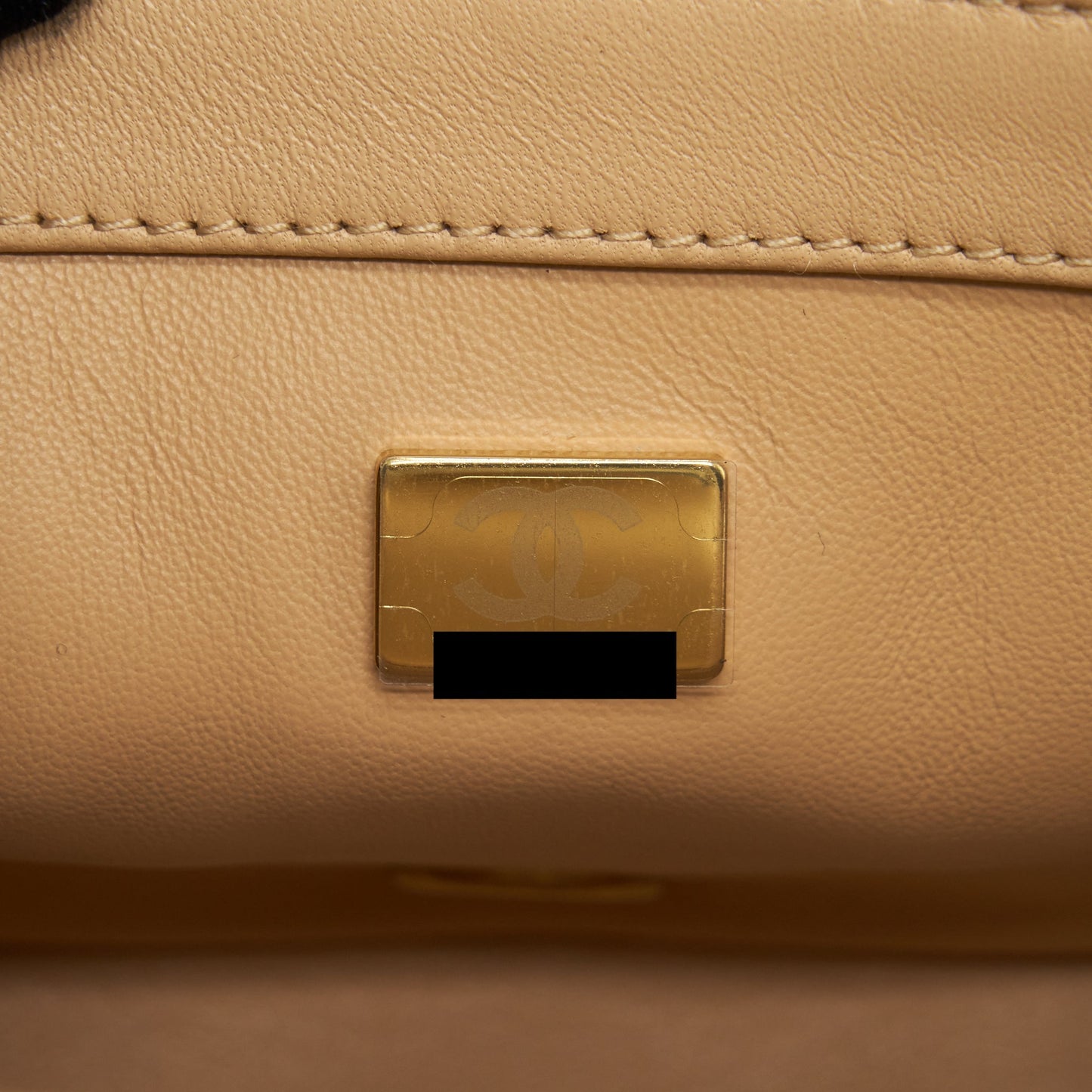 Chanel 22C Pearl Crush Mini Square Flap Bag Lambskin Beige GHW (Microchip)