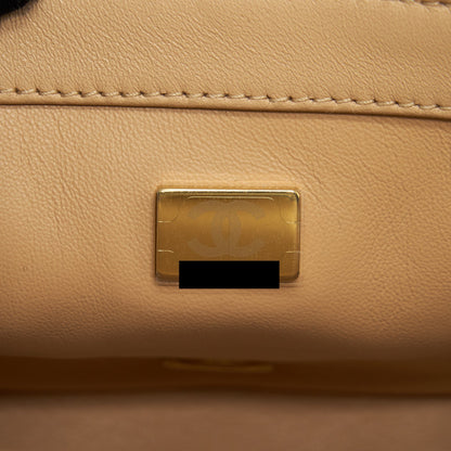 Chanel 22C Pearl Crush Mini Square Flap Bag Lambskin Beige GHW (Microchip)