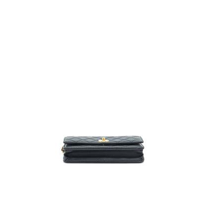Chanel 22C Pearl Crush Wallet On Chain Black GHW (Microchip)