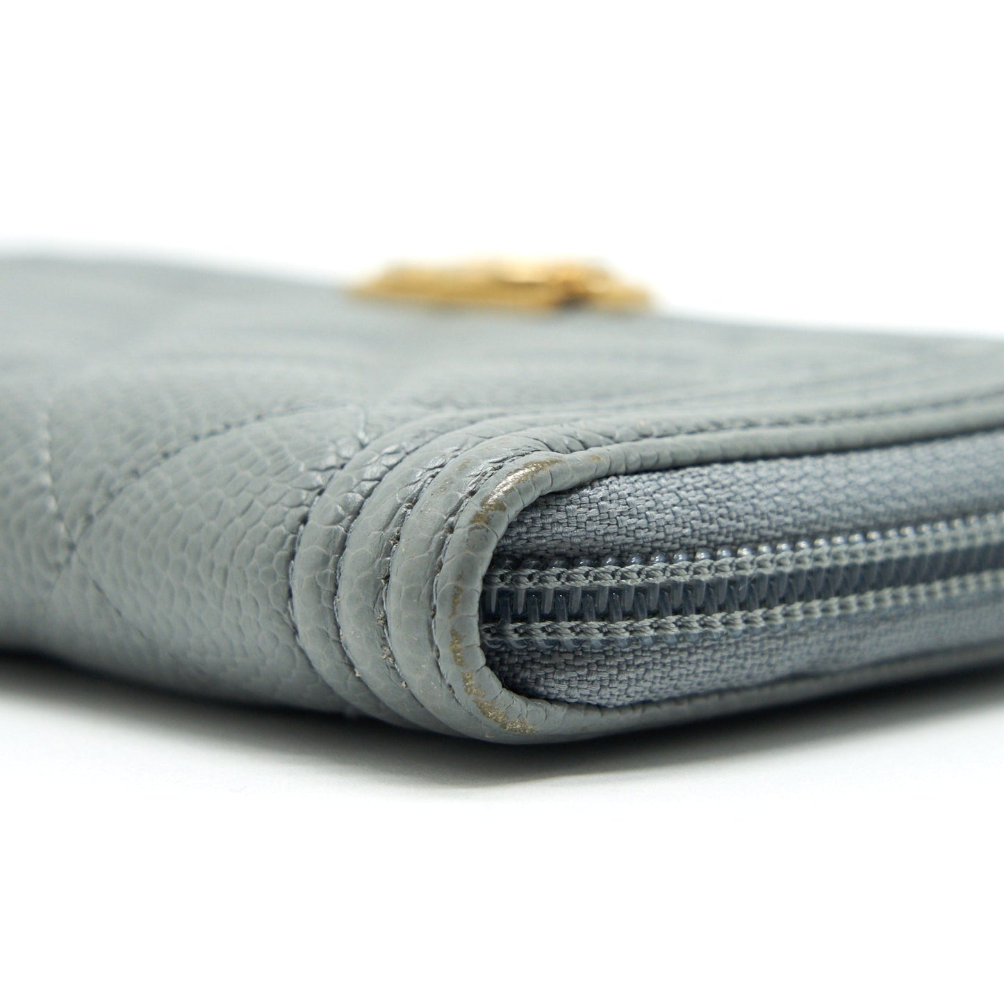 Chanel Caviar small Zip Wallet Grey GHW