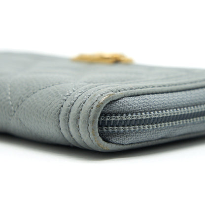 Chanel Caviar small Zip Wallet Grey GHW
