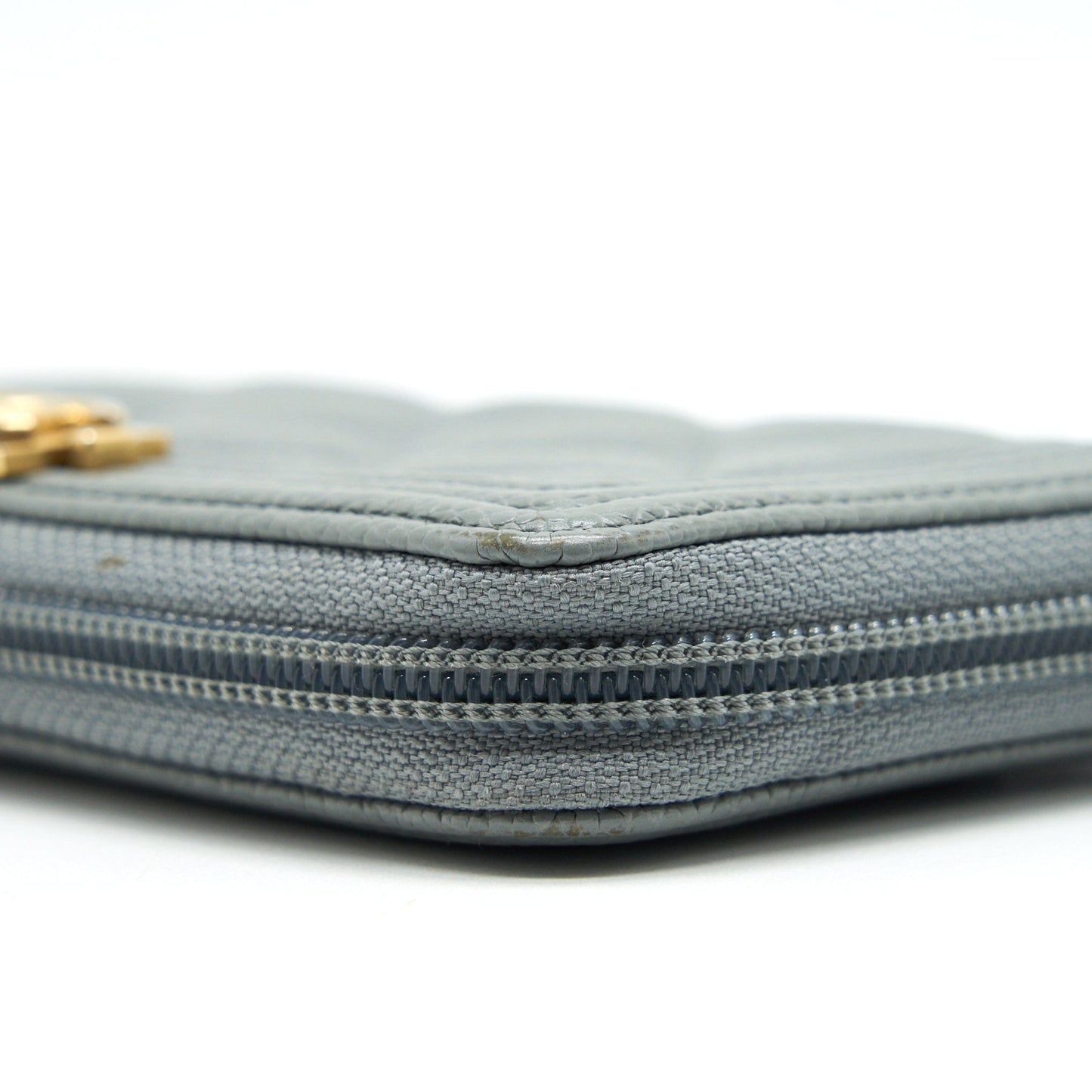Chanel Caviar small Zip Wallet Grey GHW