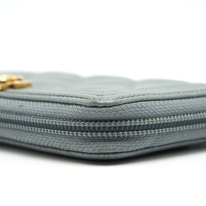 Chanel Caviar small Zip Wallet Grey GHW