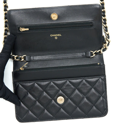 Chanel Coco Charm Wallet On Chain Lambskin Black LGHW