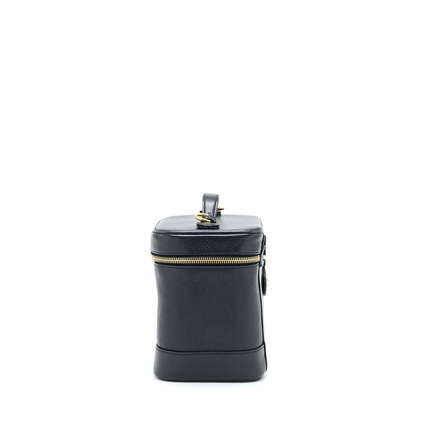 Chanel Vintage Vertical CC Logo Cosmetic Vanity Caviar Black GHW