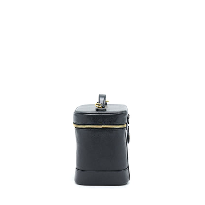 Chanel Vintage Vertical CC Logo Cosmetic Vanity Caviar Black GHW