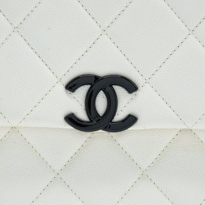 Chanel Seasonal Flap Bag Caviar White With Black Hardware