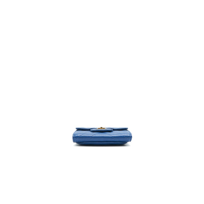 Chanel Chevron 2.55 reissue card Holder Blue GHW