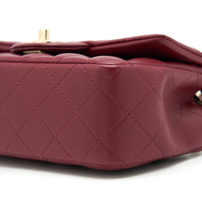 Chanel 22C Mini rectangular flap bag lambskin dark red LGHW microchip