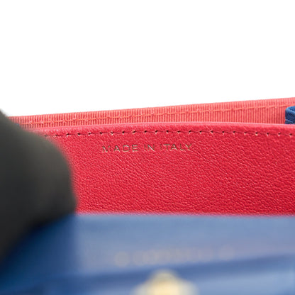 Chanel Chevron 2.55 reissue card Holder Blue GHW