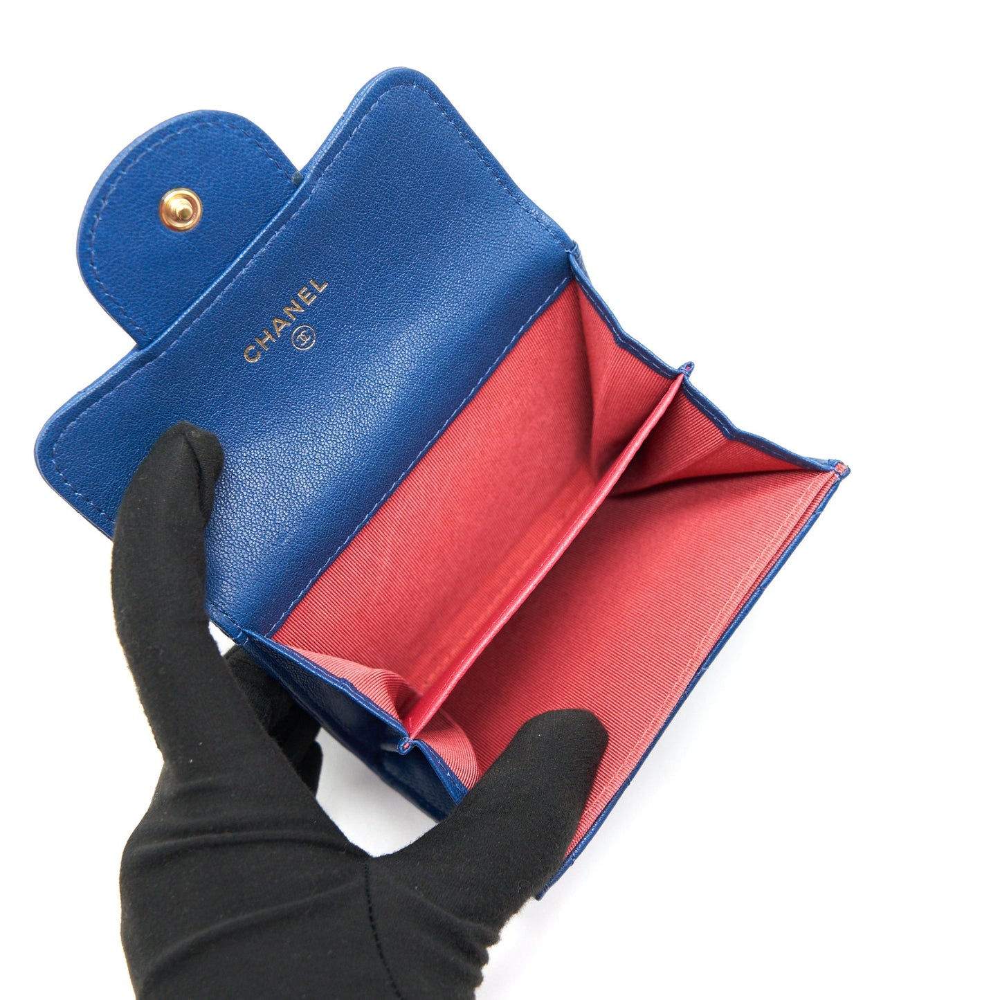Chanel Chevron 2.55 reissue card Holder Blue GHW