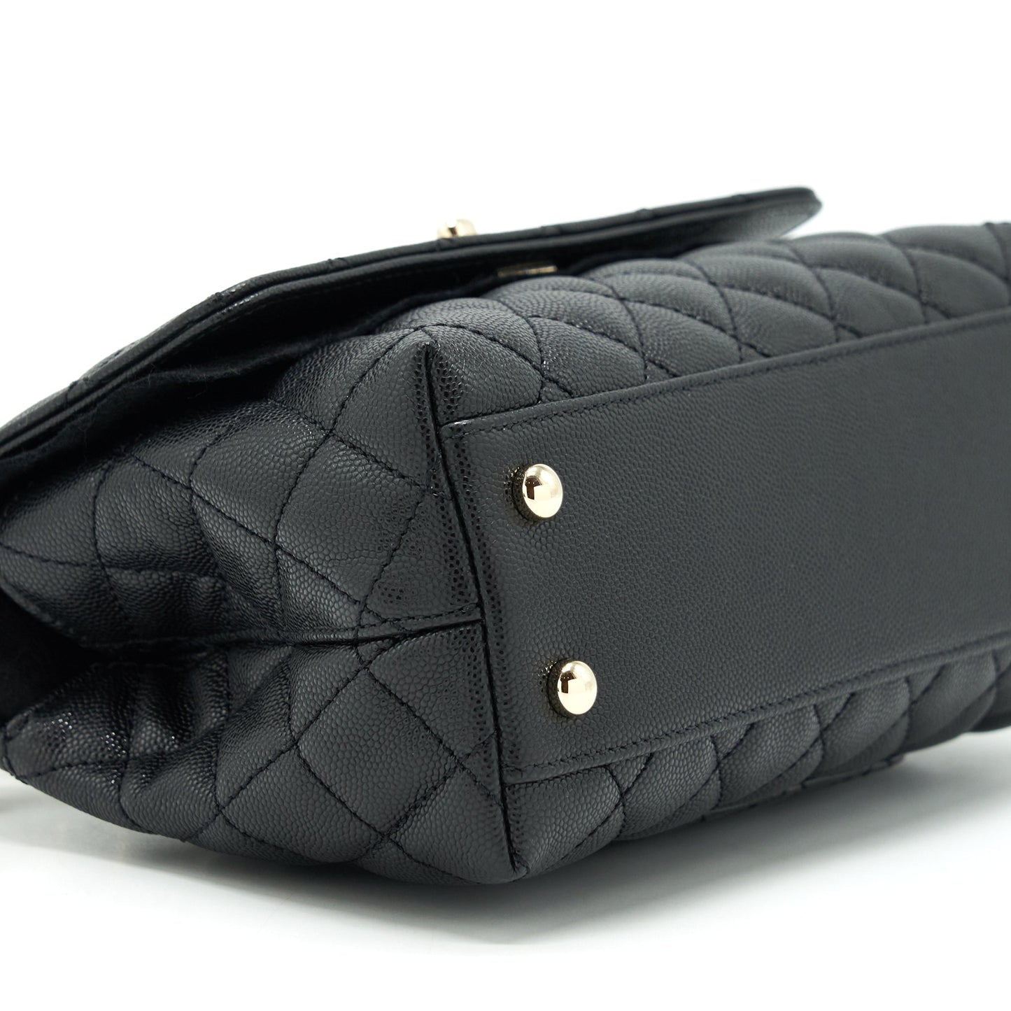 Chanel Small Coco Handle Caviar Black LGHW (Microchip)