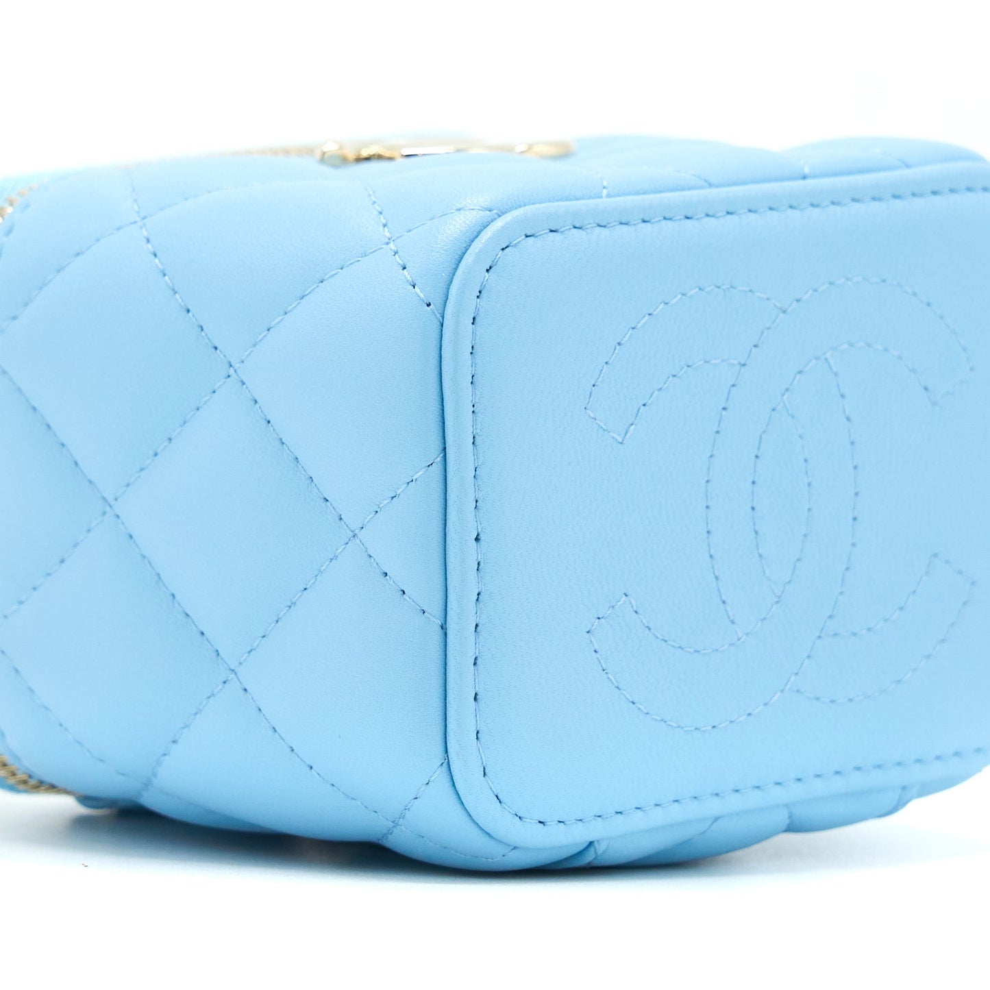 Chanel Mini Vanity Case With Giant Chain Lambskin Blue LGHW