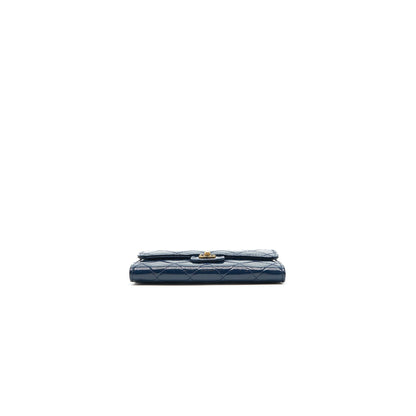 Chanel Patent Leather flap Wallet Navy