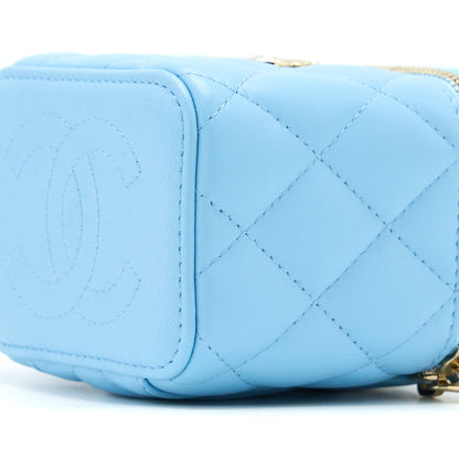 Chanel Mini Vanity Case With Giant Chain Lambskin Blue LGHW