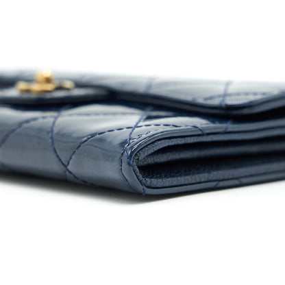 Chanel Patent Leather flap Wallet Navy