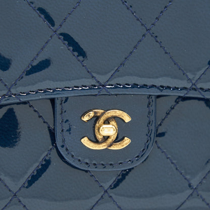 Chanel Patent Leather flap Wallet Navy
