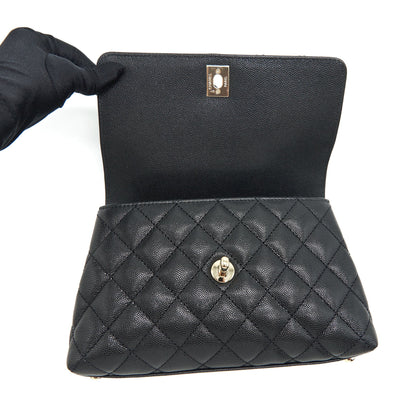 Chanel Small Coco Handle Caviar Black LGHW (Microchip)