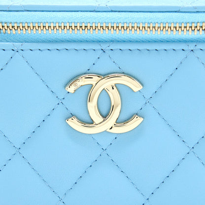 Chanel Mini Vanity Case With Giant Chain Lambskin Blue LGHW