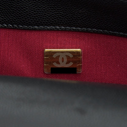 Chanel 22A Small Flap Bag With Button On Chains Caviar Black Brushed GHW