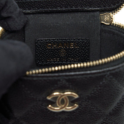 Chanel 22P Vertical Mini Vanity With CC Logo Chain Caviar Black LGHW