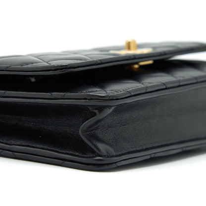 Chanel 22S Pearl Crush Wallet On Chain Lambskin Black GHW (Microchip)