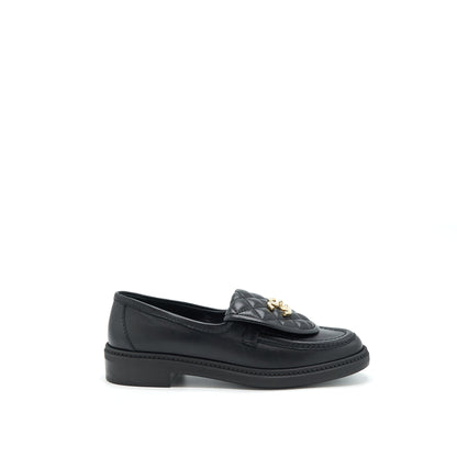 Chanel Size 37 22S Quilted CC Logo Loafer Black LGHW