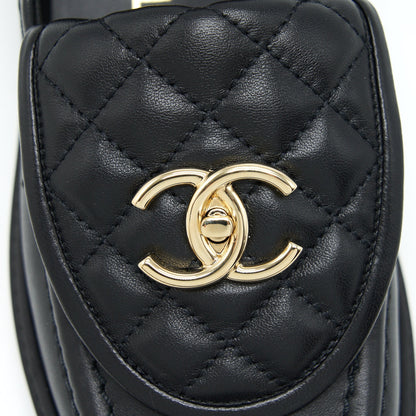 Chanel Size 37 22S Quilted CC Logo Loafer Black LGHW