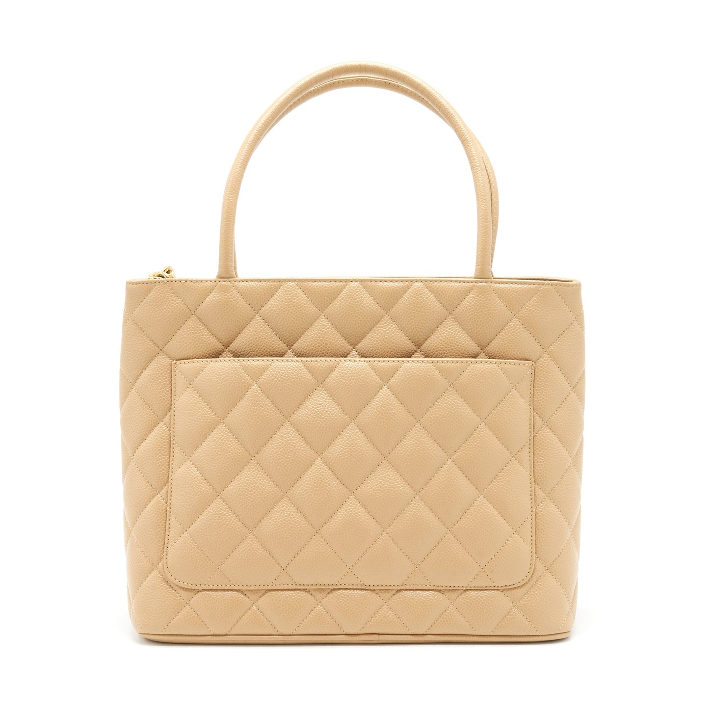 Chanel Vintage Medallion Tote Bag Caviar Beige GHW