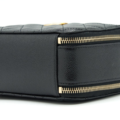Chanel 22S Letter Top Handle Small Vanity Case Caviar Black Brushed GHW (Microchip)