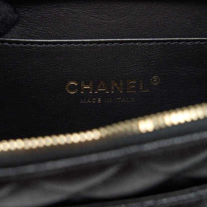 Chanel 22S Letter Top Handle Small Vanity Case Caviar Black Brushed GHW (Microchip)
