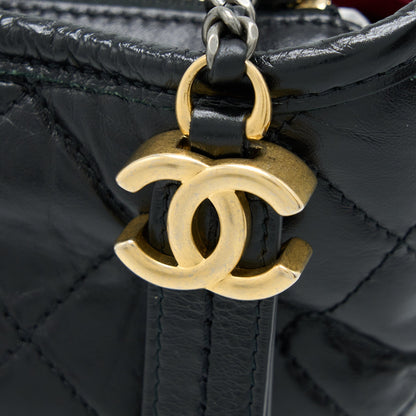 Chanel Small Gabrielle Hobo Bag Calfskin Black Multicolour Hardware