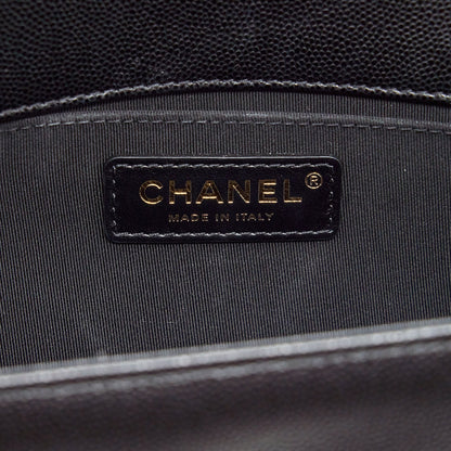 Chanel Medium Boy Bag Caviar Black With Brushed GHW (Microchip)