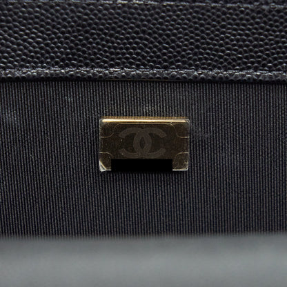 Chanel Medium Boy Bag Caviar Black With Brushed GHW (Microchip)