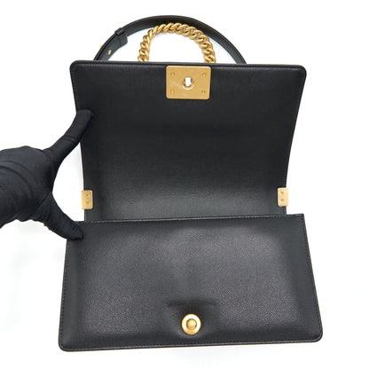Chanel Medium Boy Bag Caviar Black With Brushed GHW (Microchip)