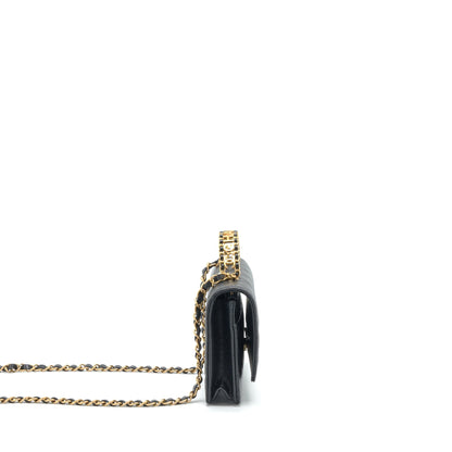 Chanel 22S Logo Top Handle Wallet On Chain Caviar Black GHW (Microchip)