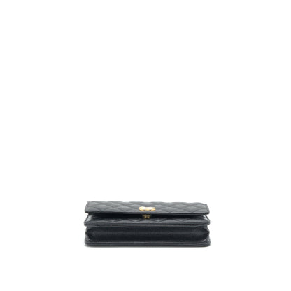 Chanel 22S Logo Top Handle Wallet On Chain Caviar Black GHW (Microchip)
