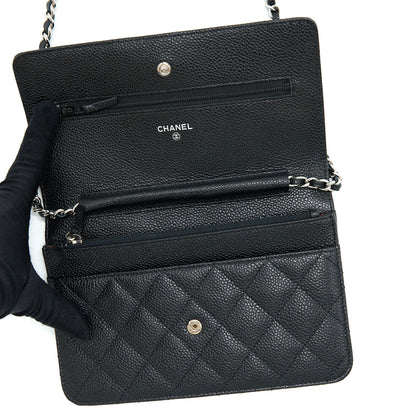 Chanel Classic Wallet On Chain Caviar Black SHW