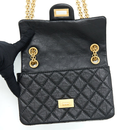 Chanel Mini 2.55 Reissue Flap Bag Aged Calfskin Black Brushed GHW (Microchip)