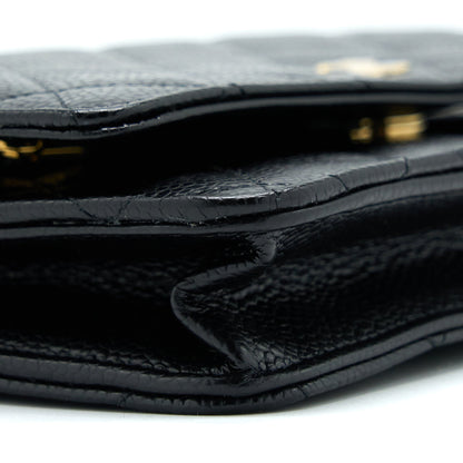 Chanel Classic Wallet On Chain Caviar Black GHW (Microchip)