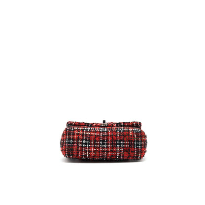 CHANEL SMALL RECTANGULAR RED BLACK TWEED IN SHW