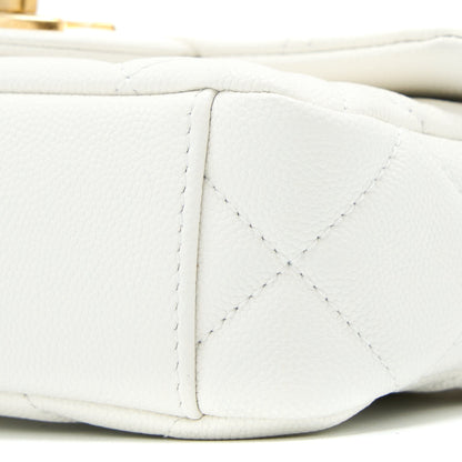 Chanel 22A Small Flap Bag Caviar White With GHW (Microchip)